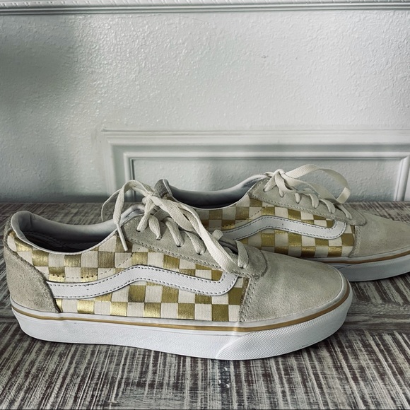 gold checkered vans